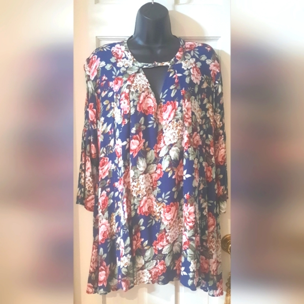 Floral Women's Dress - Blue and Pink - Size: Medium - Brand: UMGEE